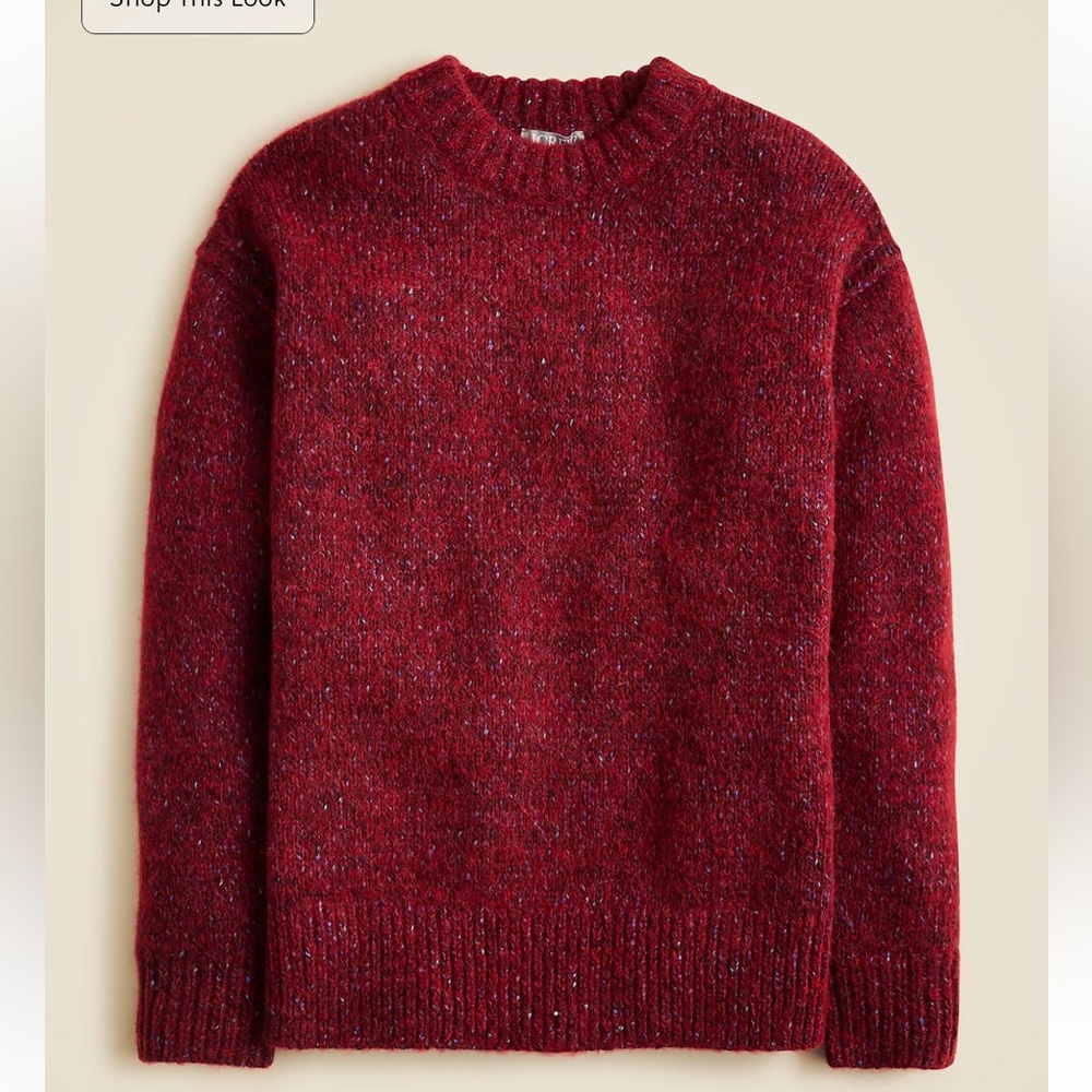 J. Crew Relaxed Crew Neck Sweater — Red Multi, Large